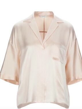 Vince Flowy Gorgeous 100% Silk Camp Collar Blouse size large